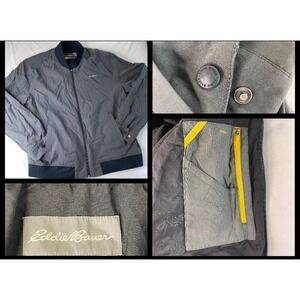 Eddie Bauer Travex Bomber Jacket Lightweight Coat Full Zip Mens 2XL Gray Travel